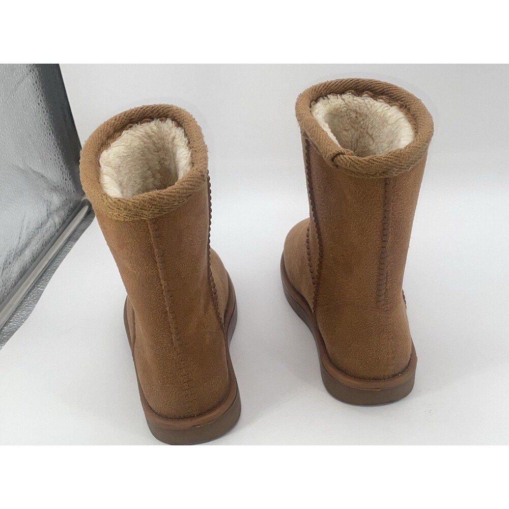 Girls Winter Boots Faux Suede Faux Fur Lined Chestnut Brown Size 11.5 Youth - Picture 4 of 5